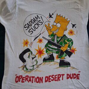 Rare Vintage 90's Operation Desert Storm Bart Simpson Sadaam Sucks t-shirt Large